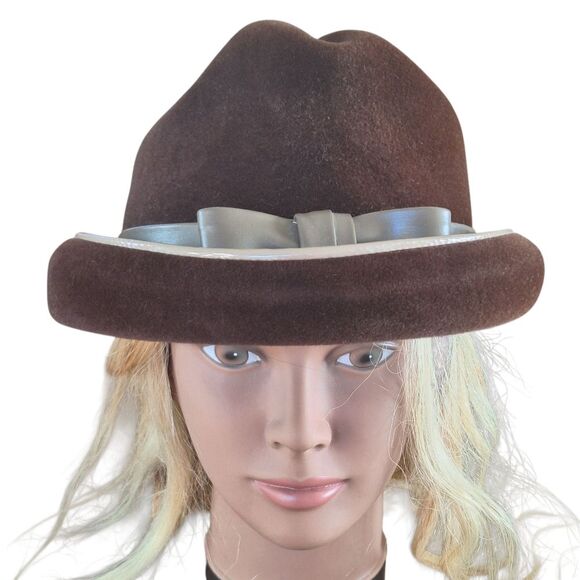 Vintage Italian Made Wool Hat Elegant Rolled Brim Brown Fedora Corona Lou Fox main image 11